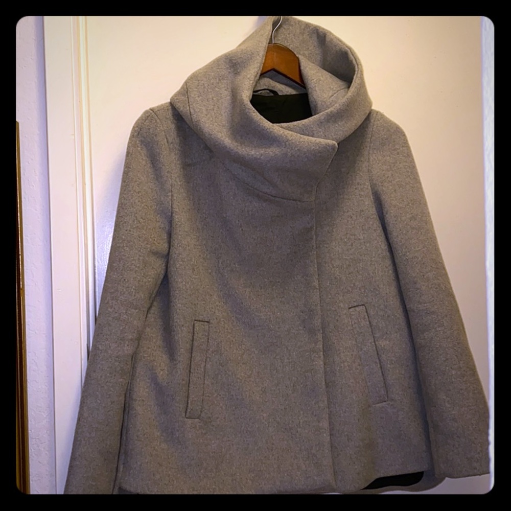 Zara Wraparound Collar Coat, Gray Marle